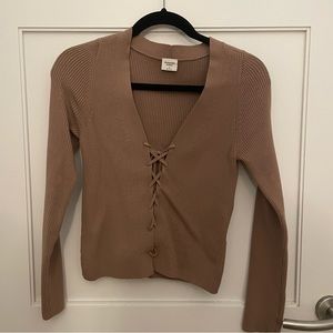ABERCROMBIE elevated knit slim lace up cardigan SIZE S